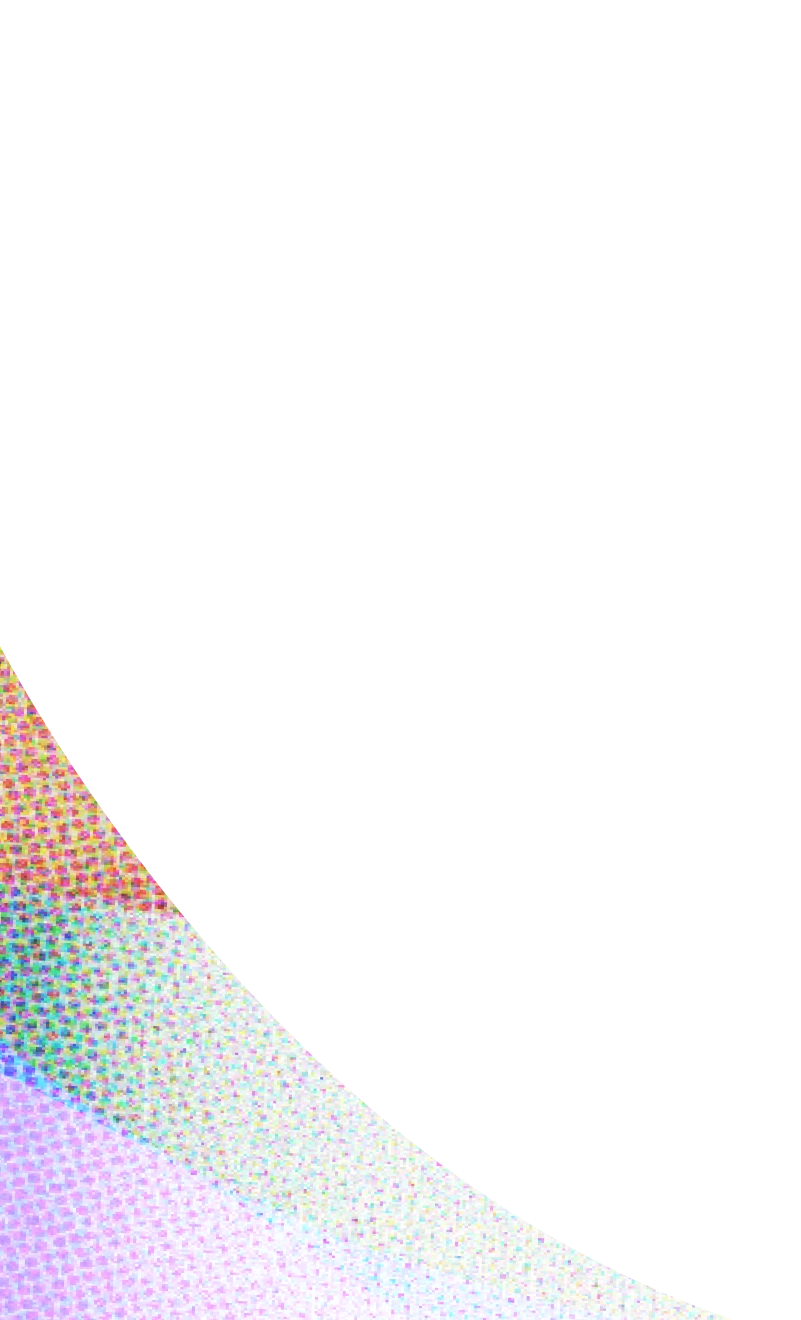 Forme abstraite représentant un motif ondulé avec une texture pixélisée colorée sur fond noir.