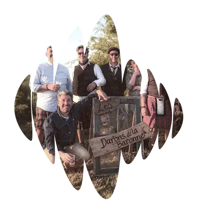 Forme logo du festival Chapfest avec photo du groupe Daron de la baronne
