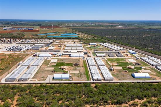 Aerial view of the South Texas Family Residential Center in Dilley, Texas