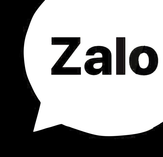 White speech bubble with the word 'Zalo' in black text on a black background.