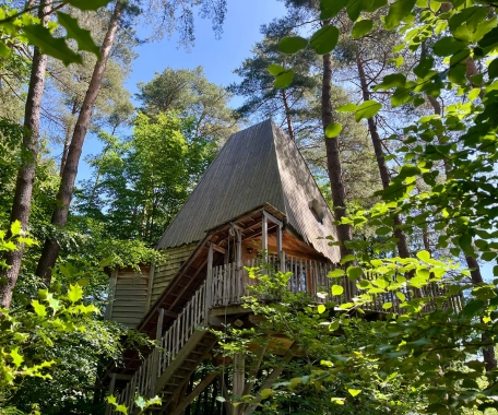 Private Panoramasauna des Baumhauses La Bien-Hêtre im Wald der Vogesen