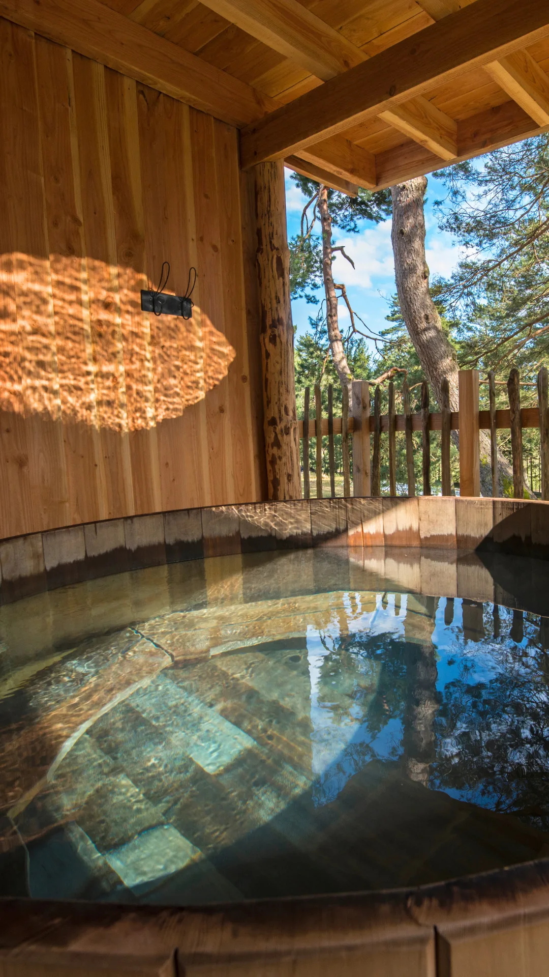 Bain nordique chauffé dans une cabane perchée dans les Vosges