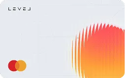 LEVEL card with the Mastercard logo and an abstract orange to pink gradient circular design on the right side.