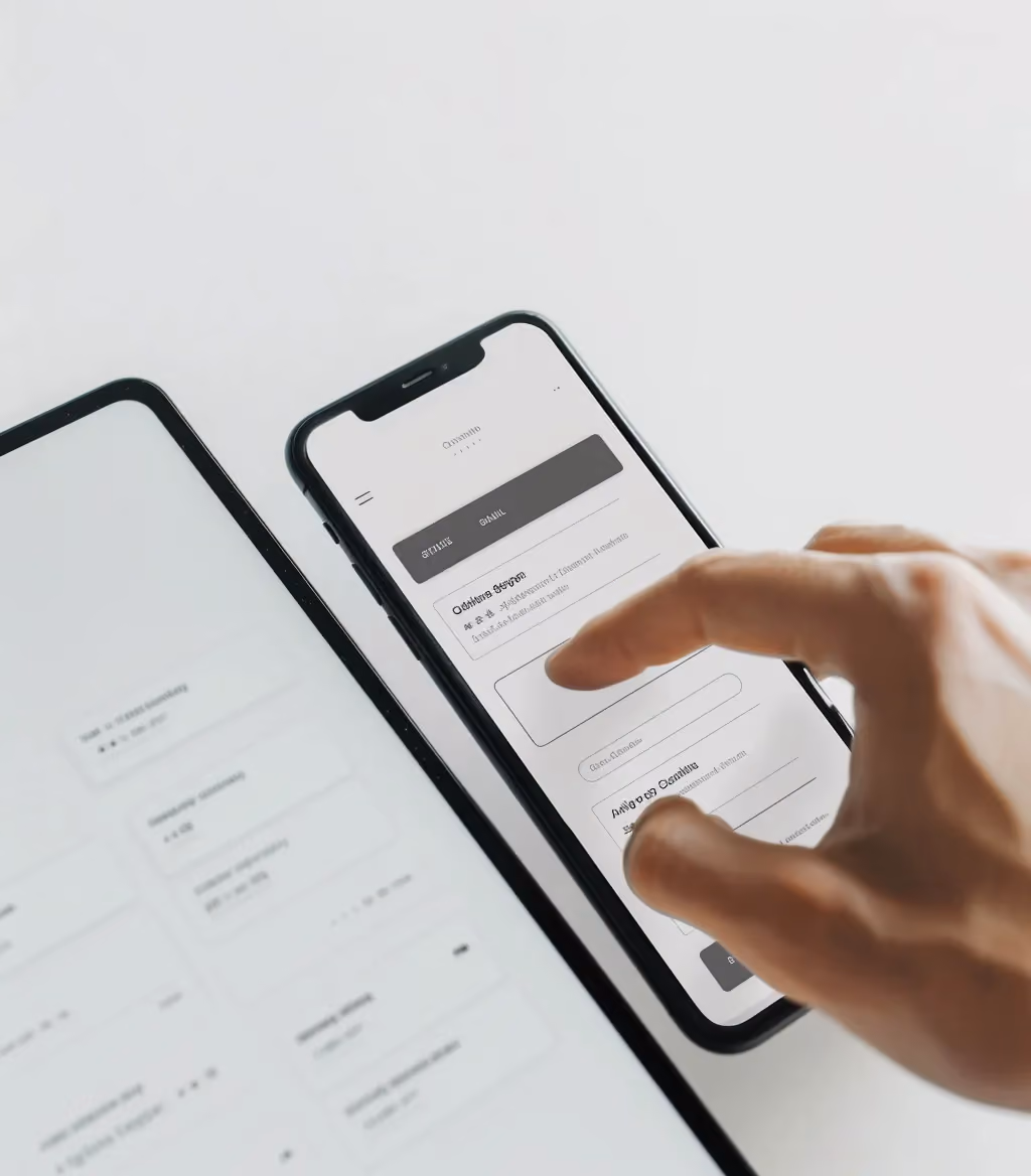 Smartphone und Tablet mit Opt-In-Landingpage zur Conversion-Optimierung und Lead-Generierung.