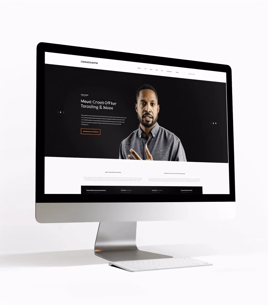 Monitor mit hochkonvertierender Landingpage für die Positionierung von Personenmarken.