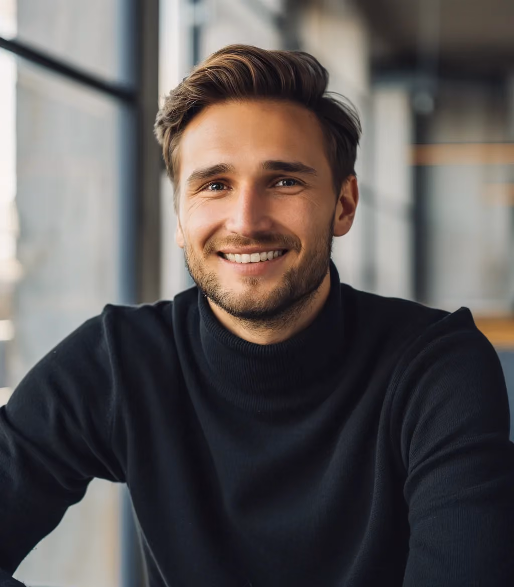 Professionelles Portrait einer erfolgreichen Personenmarke für exklusives High-Ticket-Coaching.