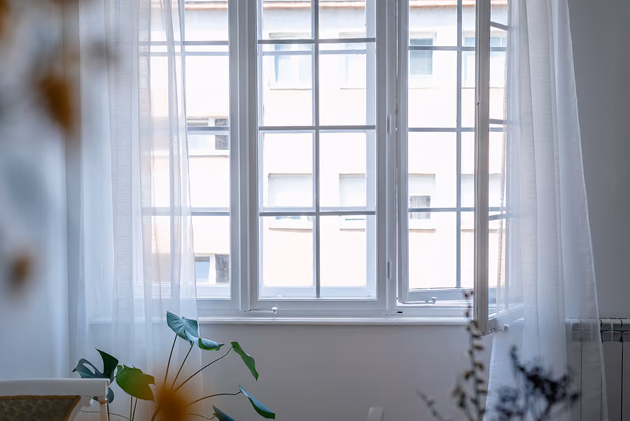 Casement window on a sunny day
