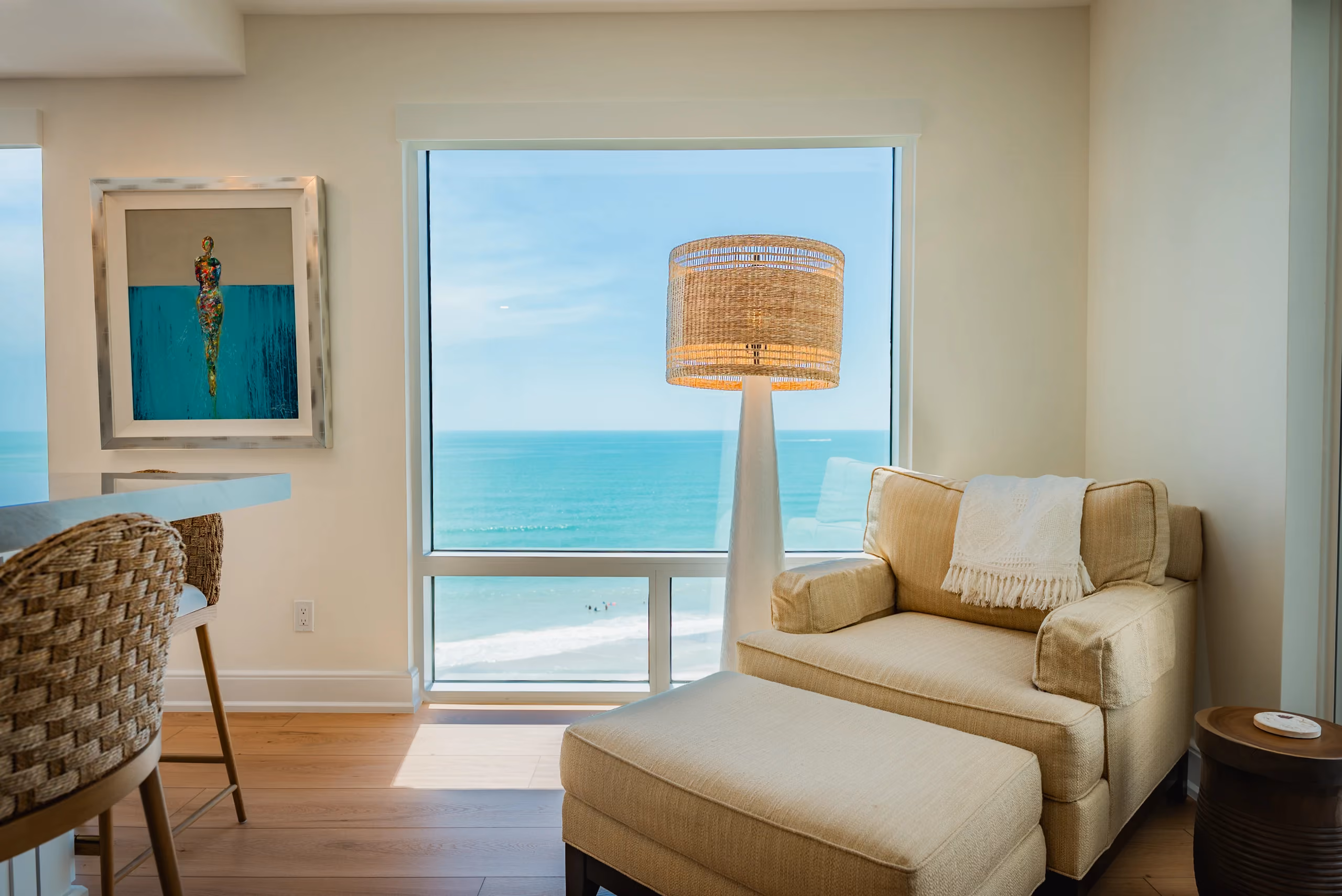 Living room with hurricane impact windows