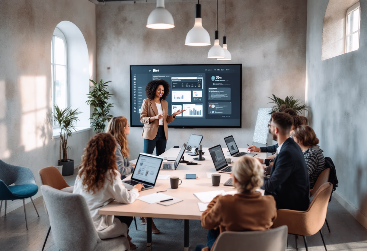 marketing team discussing ai insights