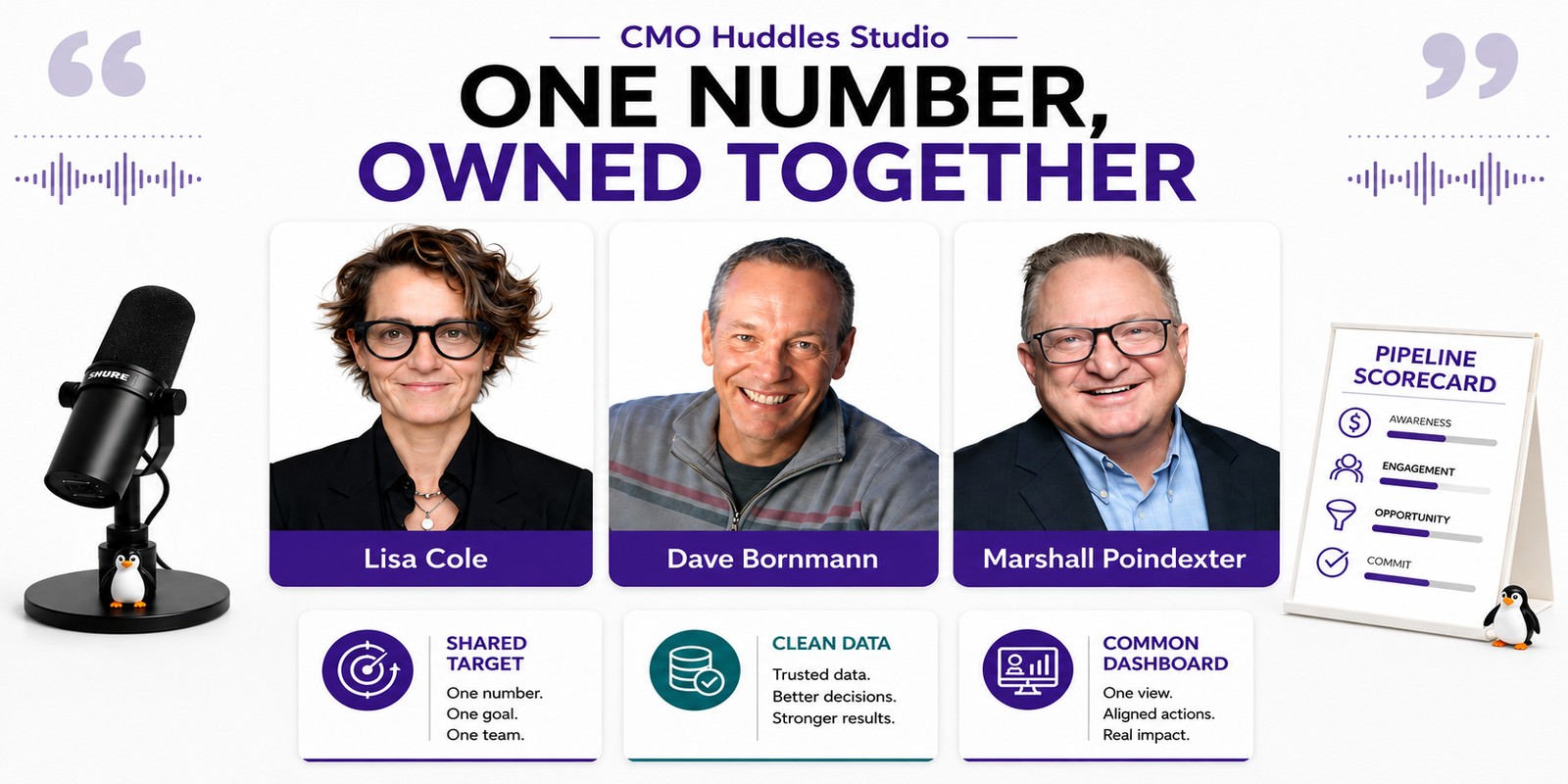 Lisa Cole, Dave Bornmann, and Marshall Poindexter with three elements of sales and marketing alignment.