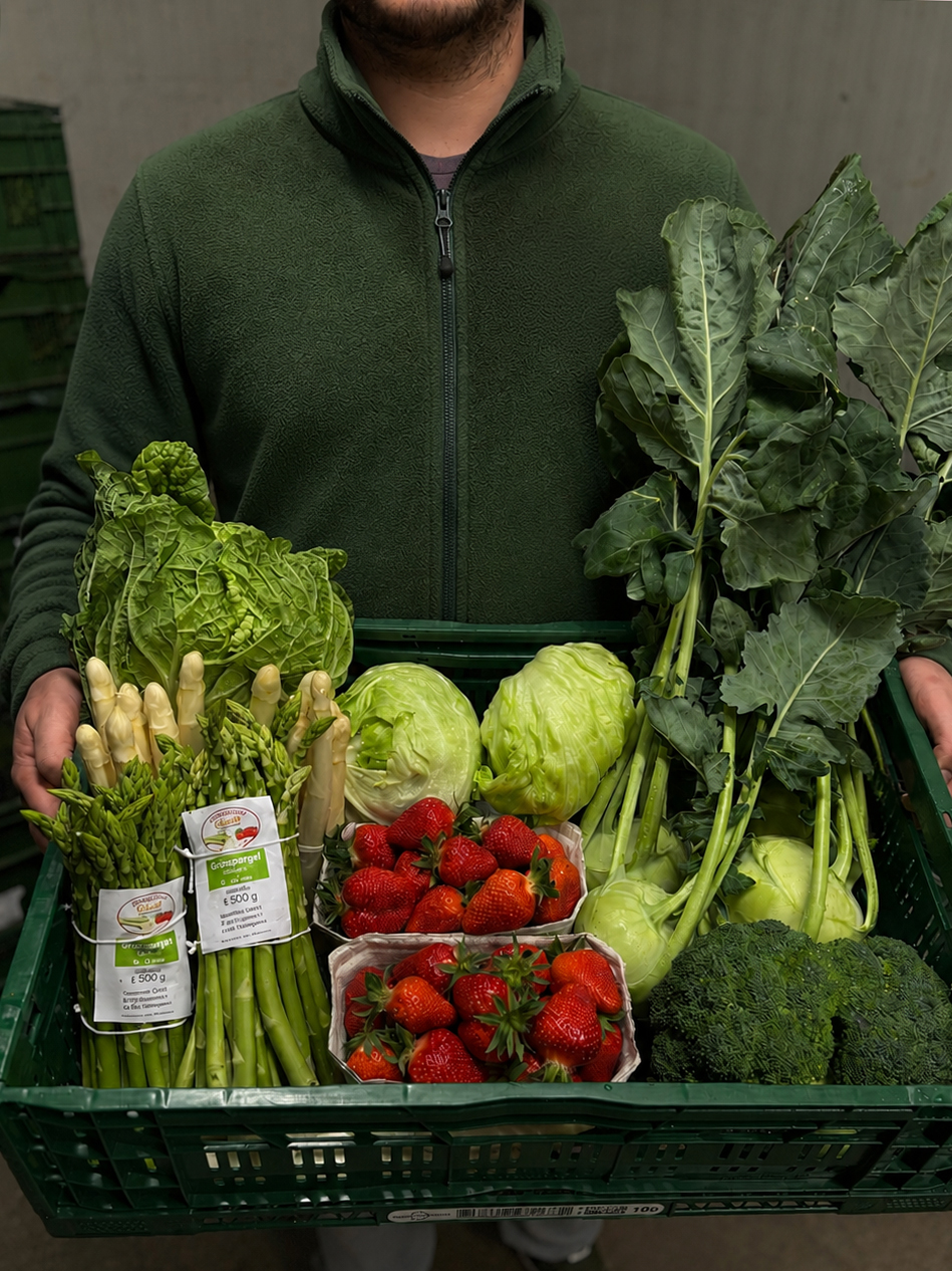 Kiste mit frischem Obst und Gemüse für Gastronomie und Lebensmittelhandel
