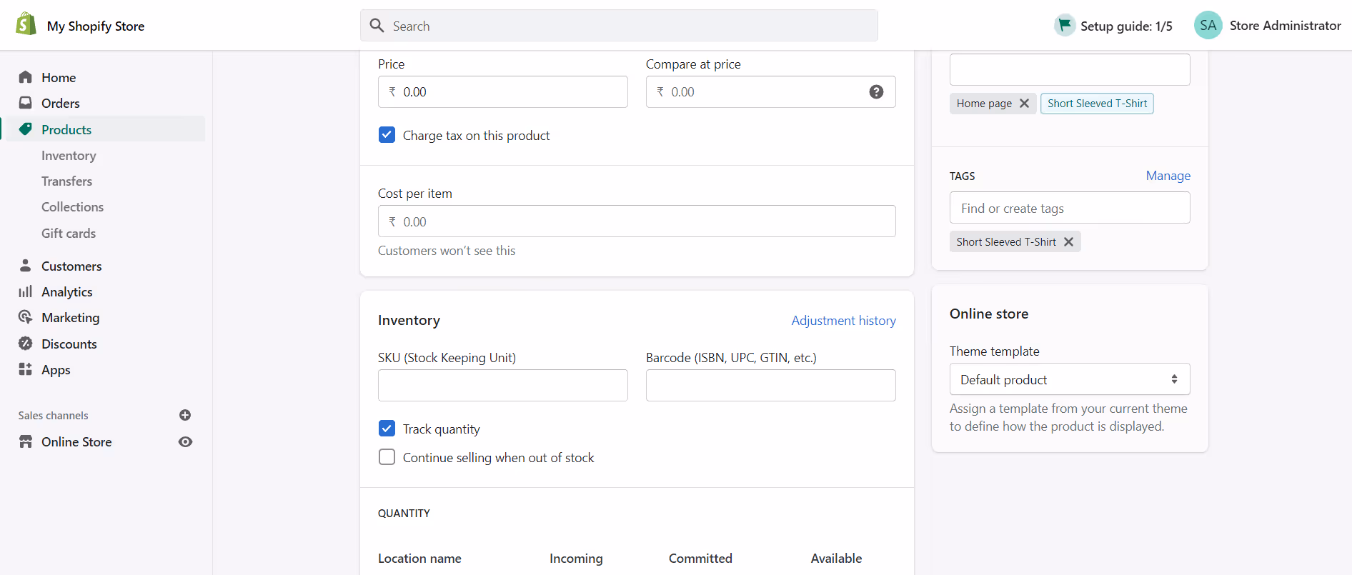 Shopify’s ‘Products’ tab