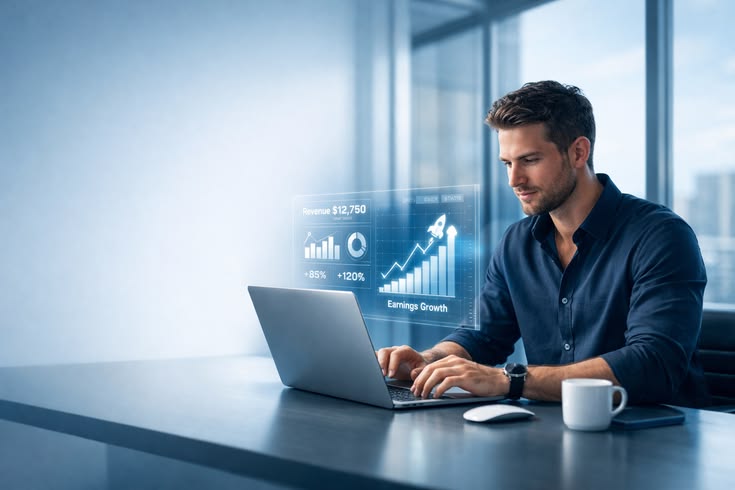 a data analyst in a business casual environment