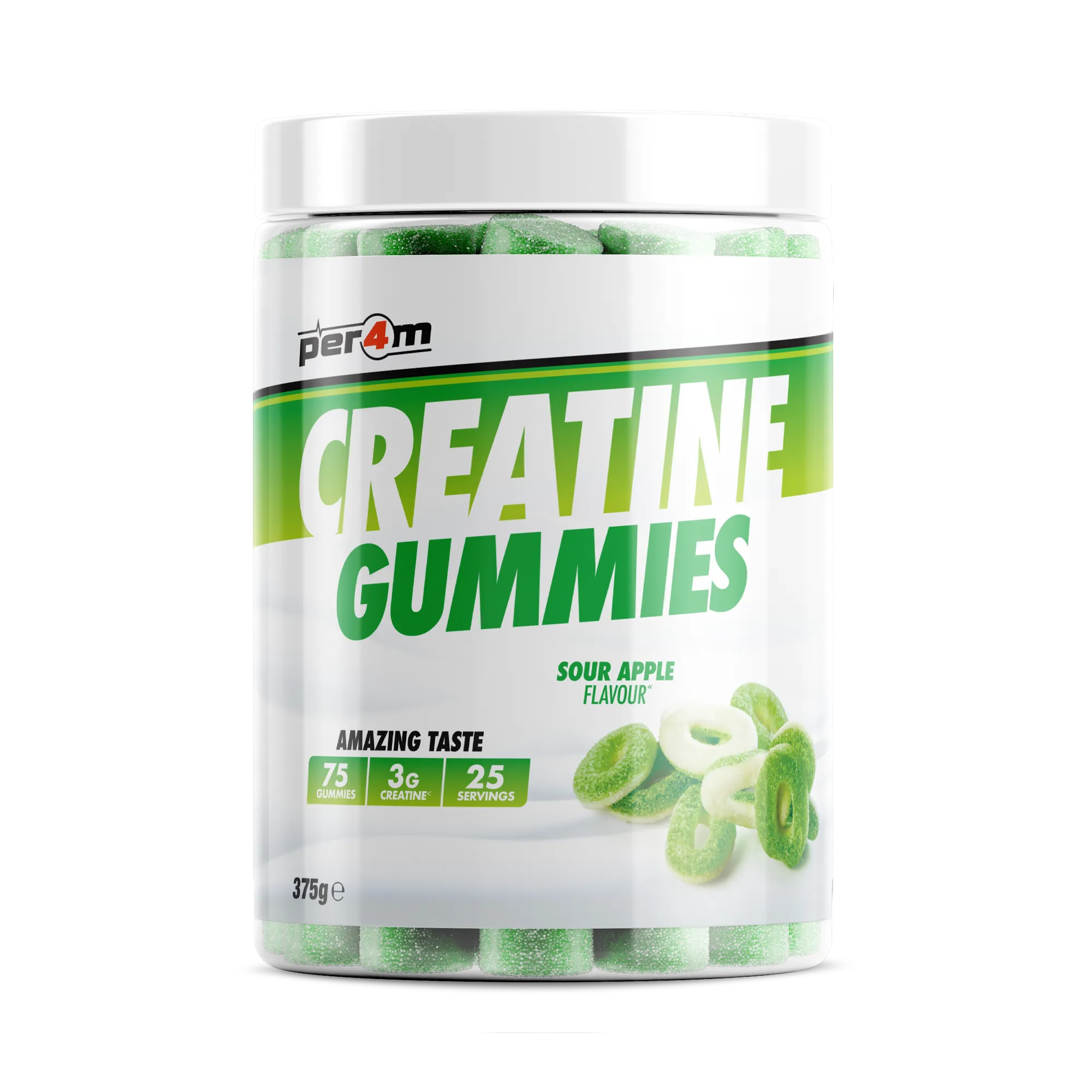 Per4m Creatine Gummies 25 Servings - Sour Apple