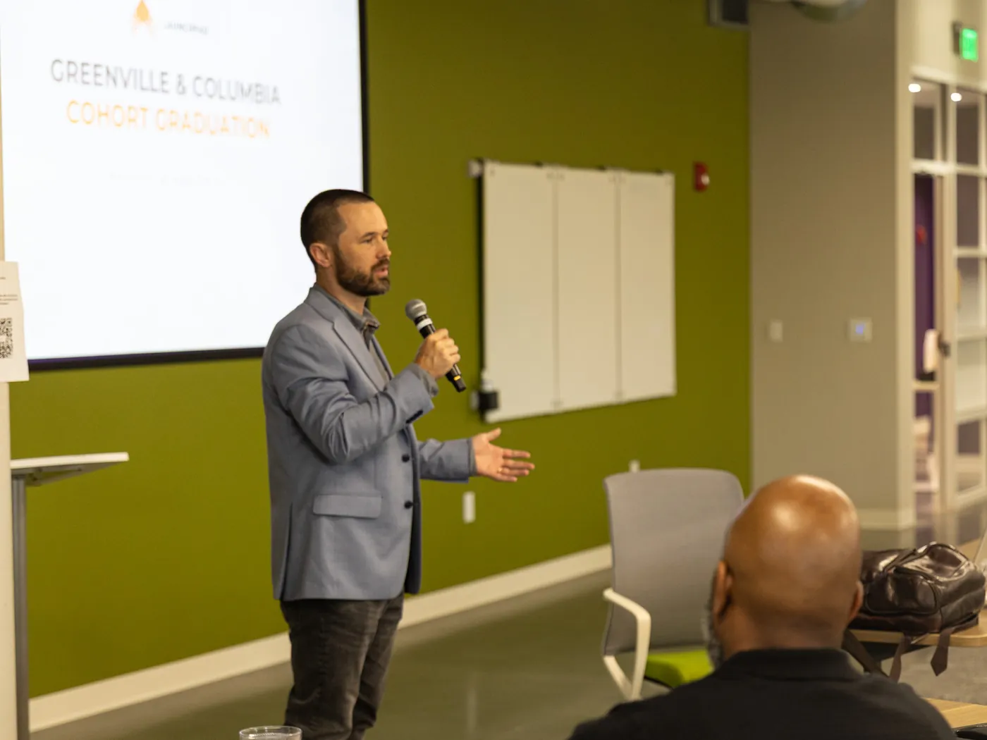 Instructor presenting at the Greenville and Columbia cohort graduation