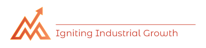 Motim Technologies logo with upward arrow and tagline Igniting Industrial Growth in orange and white.