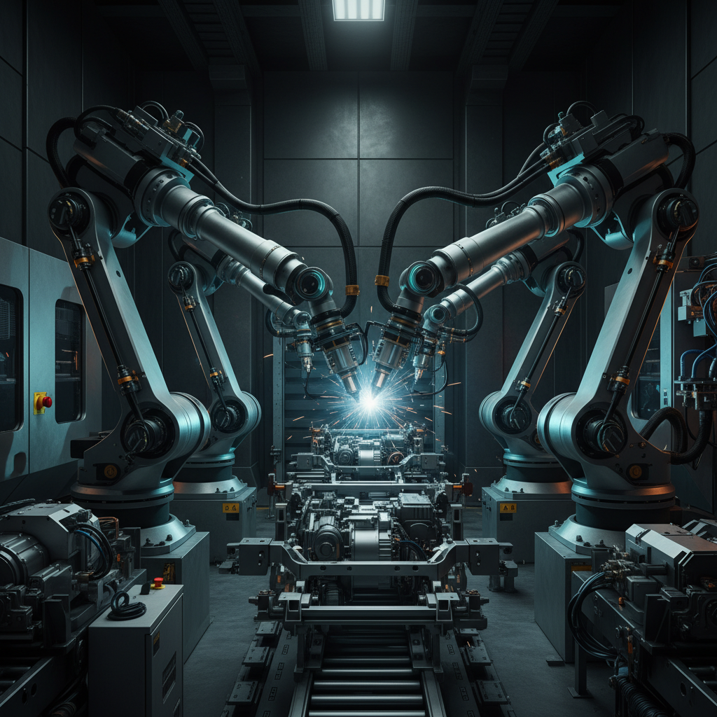 Robotic automotive production cell with precision machinery and automation