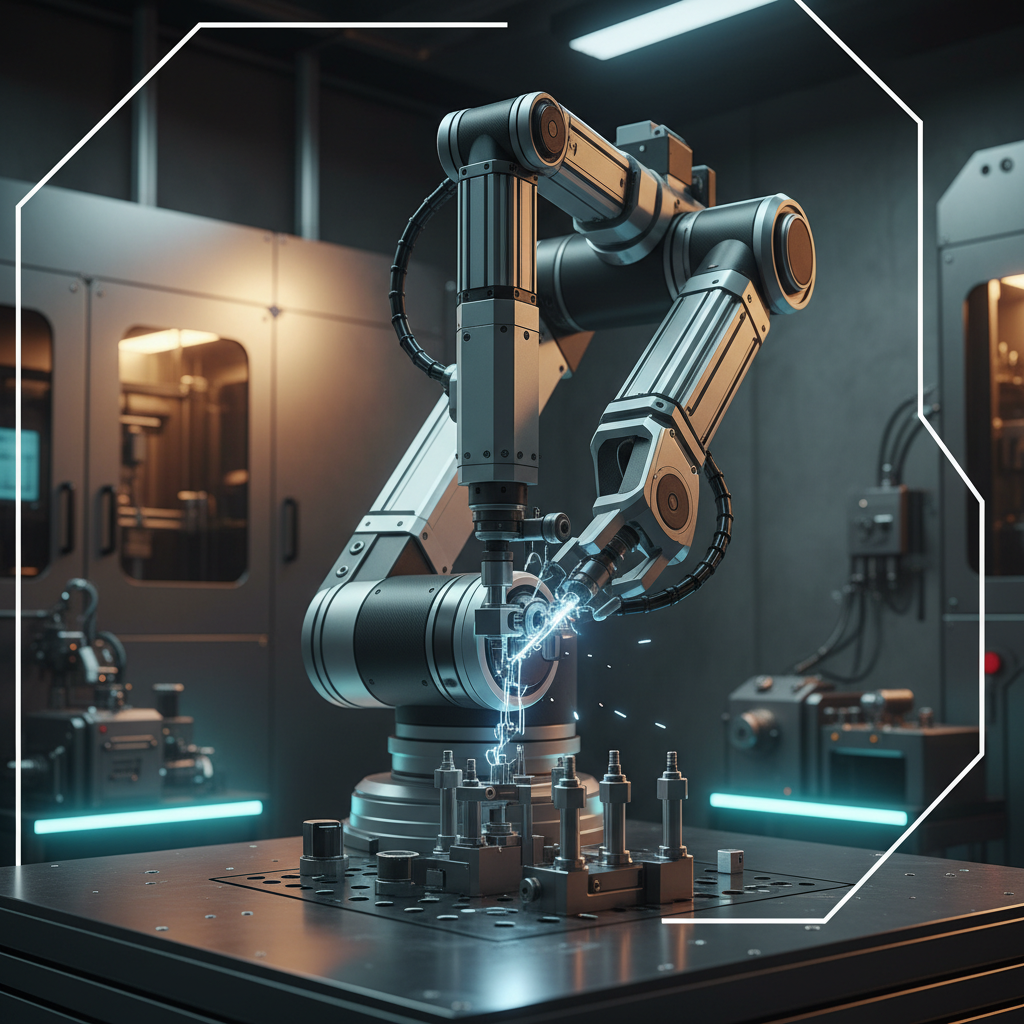 Robotic arm assembling precision parts in automated manufacturing environment