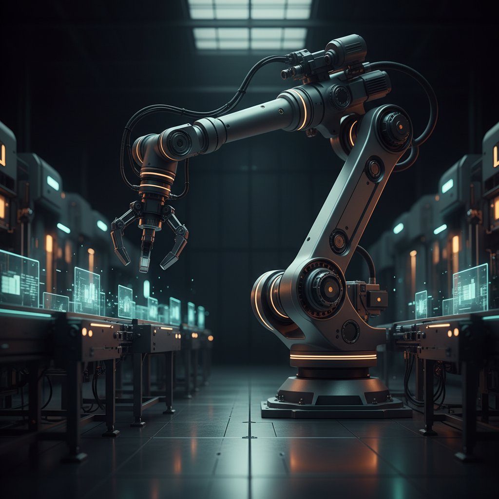 Industrial automation robotic arm symbolizing smart lead generation for SME systems