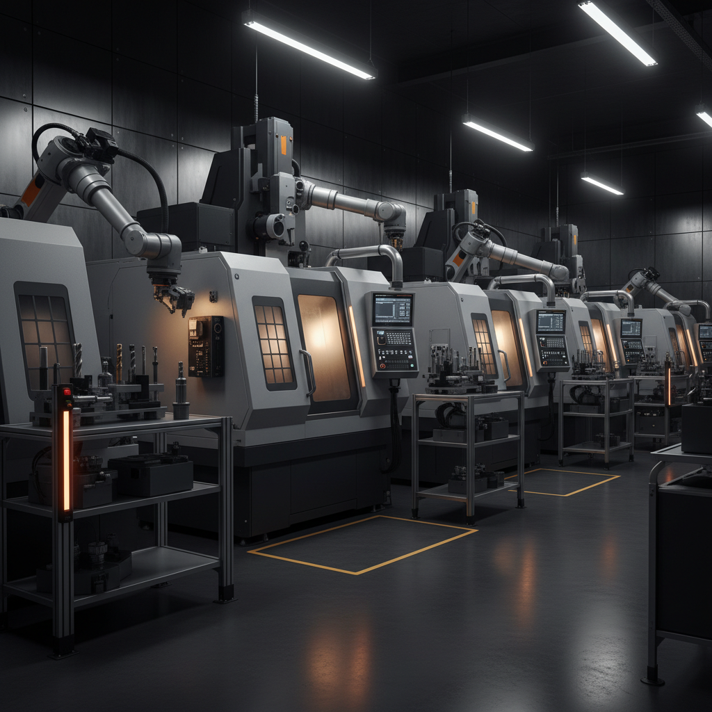 Manufacturing floor showing CNC machining and precision tooling with lead generation focus