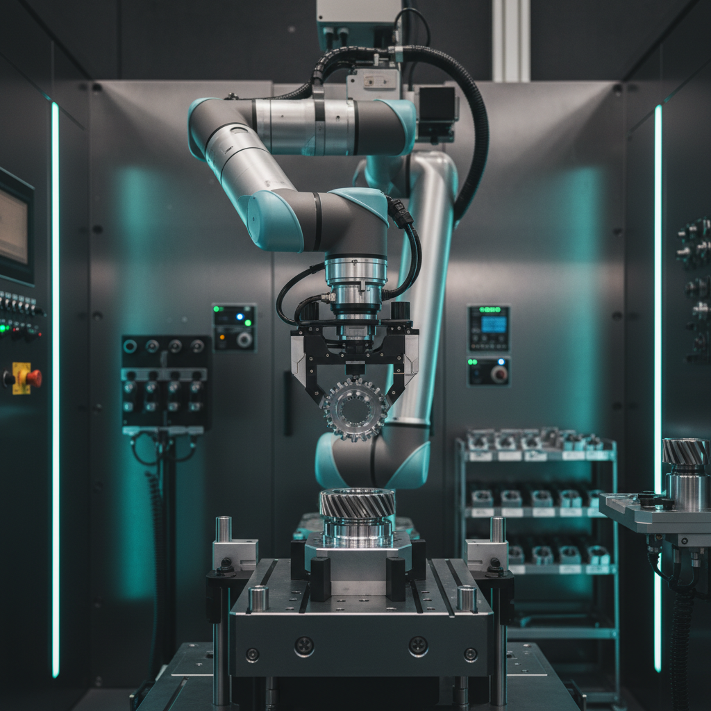 Industrial robotic arm in precision manufacturing reflecting social media lead generation for MSME
