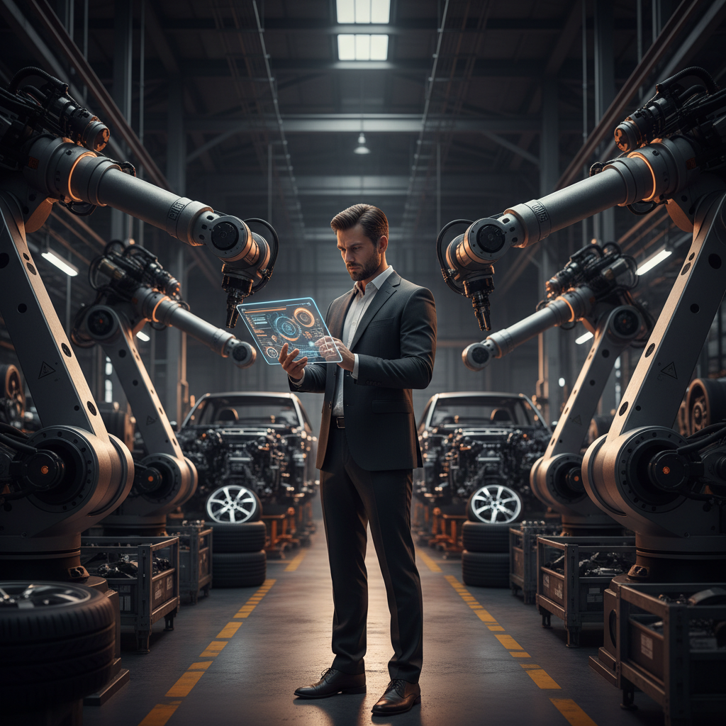 Automotive sales lead generation in industrial factory environment with precision machinery