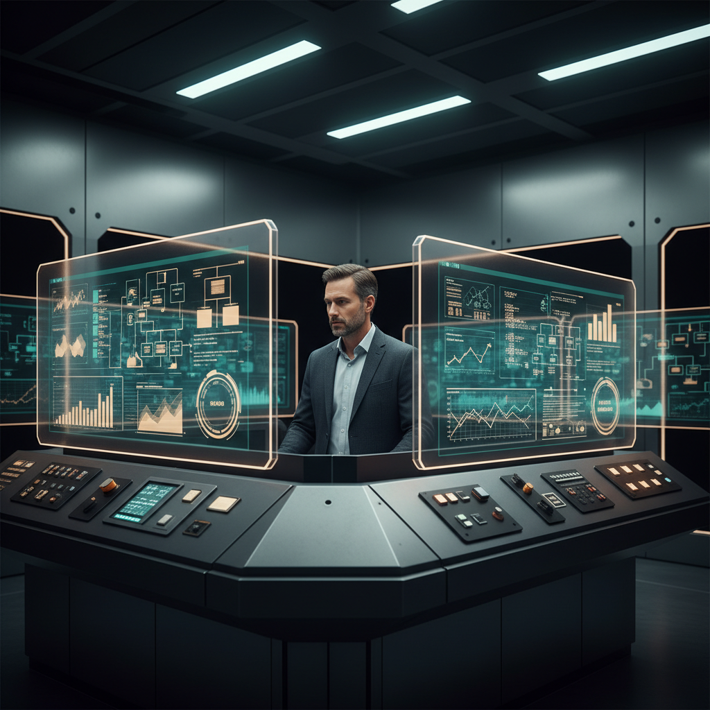 SME marketing professional managing lead generation workflows in industrial operations center