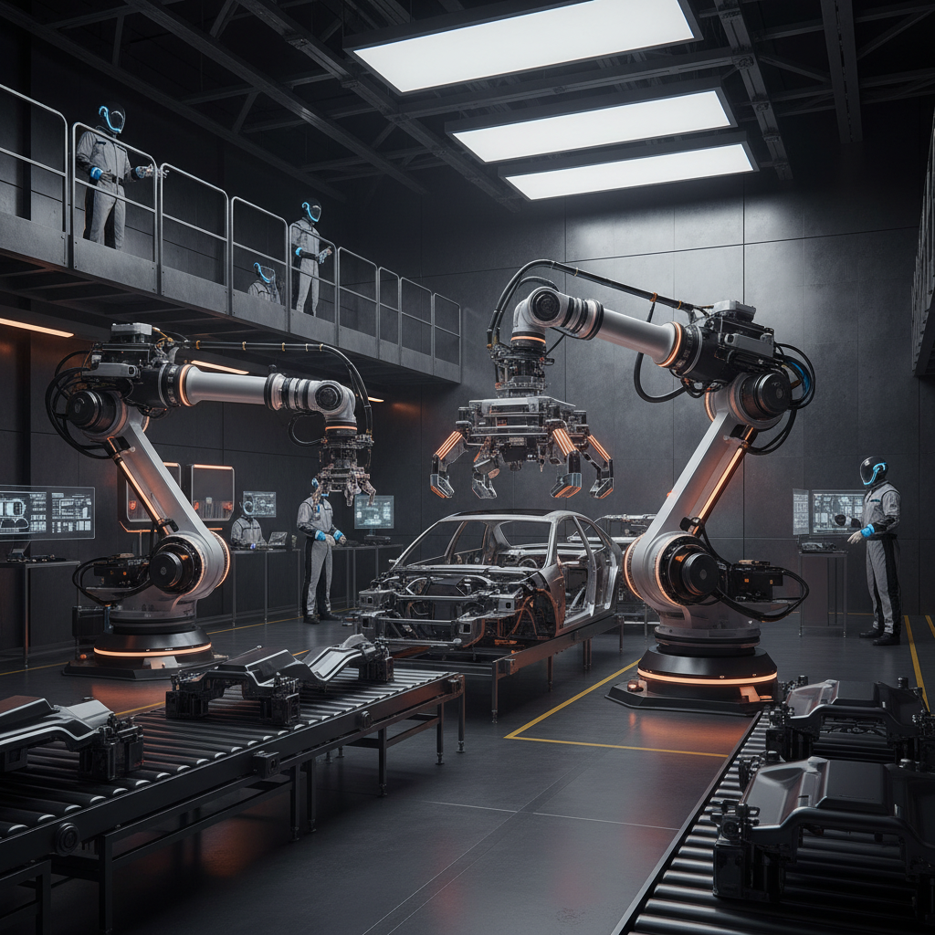 Automotive manufacturing plant with robotic assembly lines showcasing linkedin lead generation for Automotive strategies