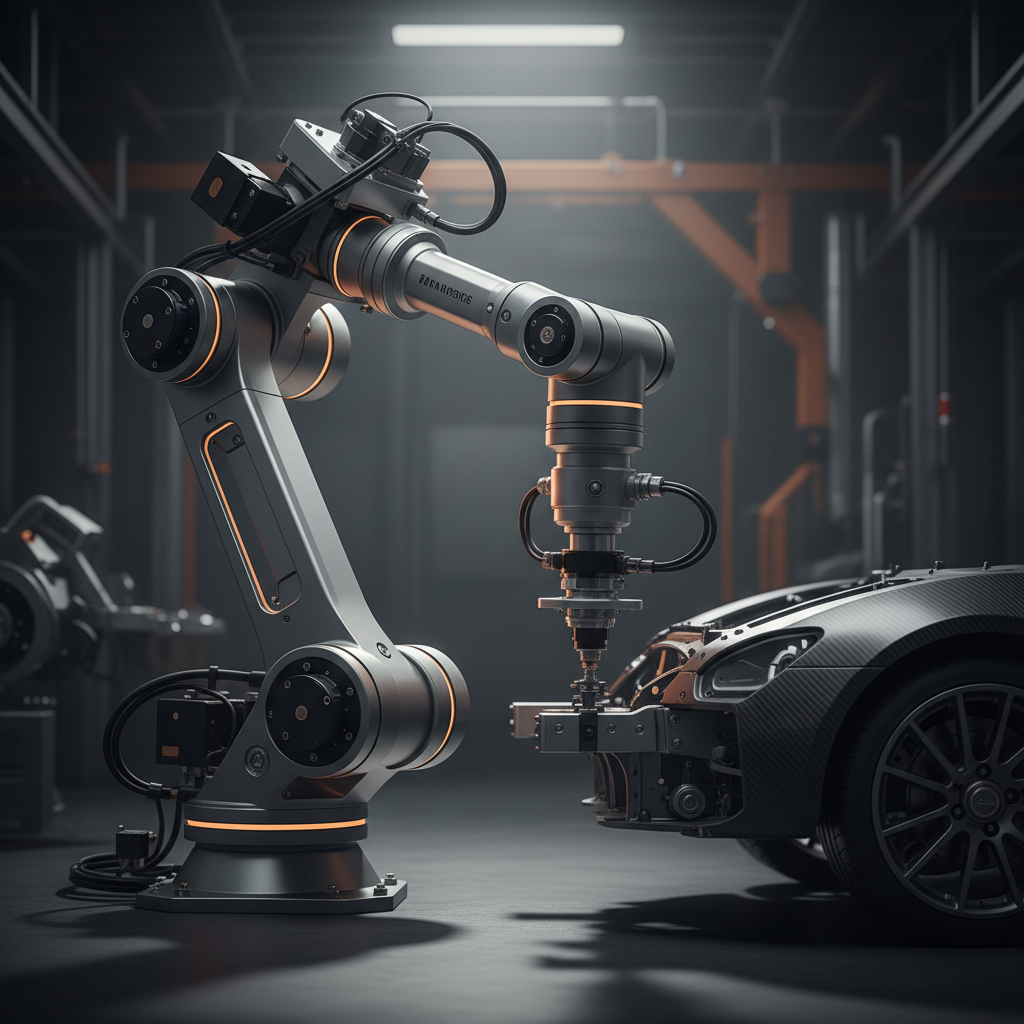 Smart manufacturing workstation showcasing precision tooling in industrial marketing environment