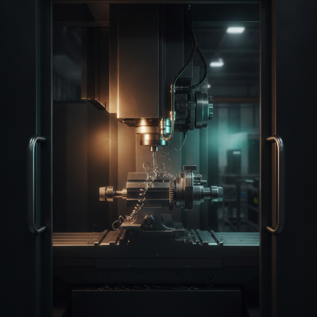 Close-up manufacturing environment for MSME marketing showing precision tooling and inspection