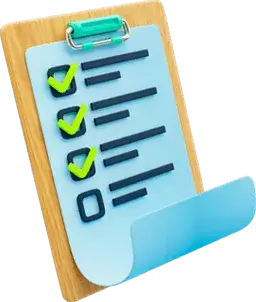 Clipboard with a checklist showing three checked items and one unchecked item.