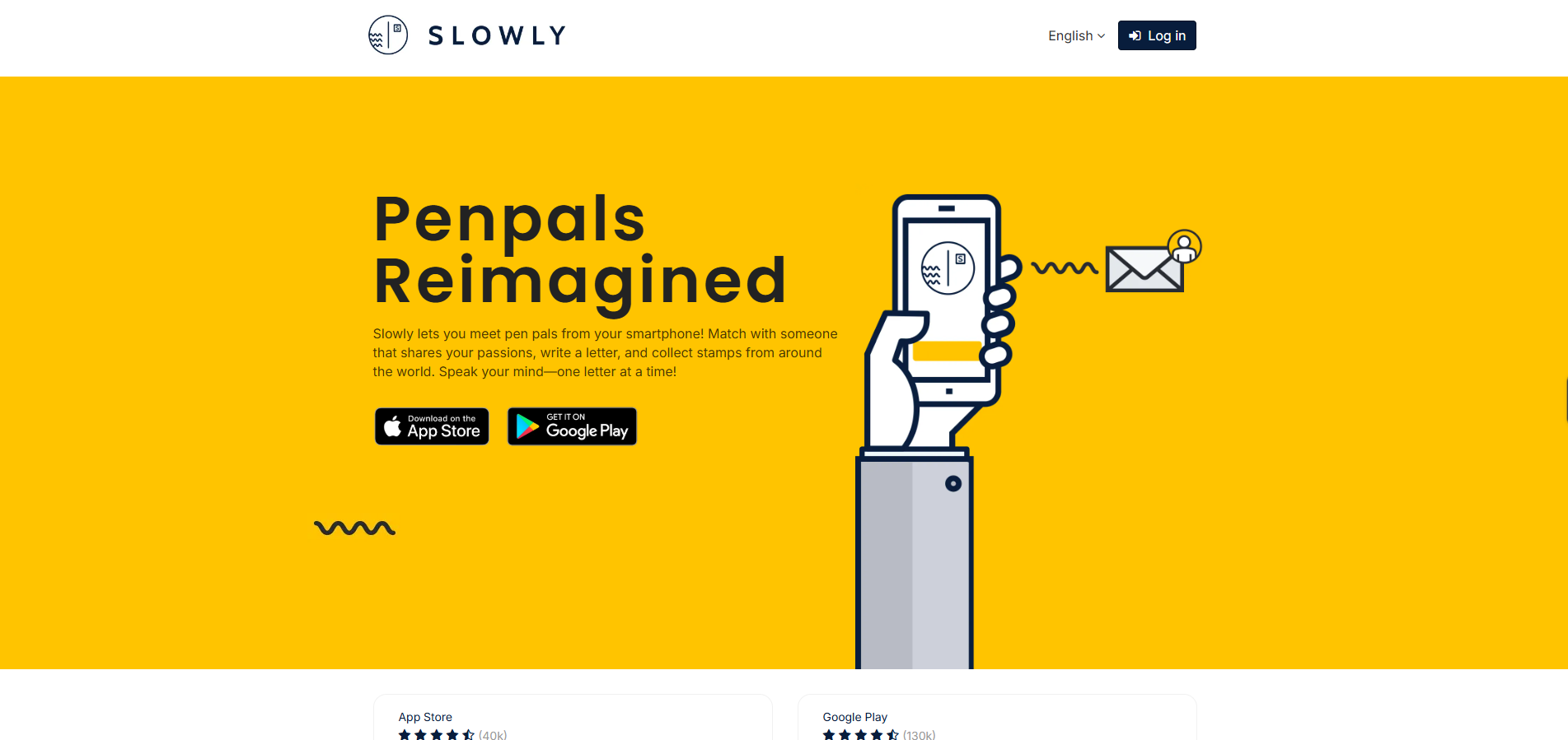 Slowly pen pal app that connects people worldwide through digital letters delivered over time. The platform encourages meaningful conversations, deeper connections, and thoughtful communication without the pressure of instant messaging.