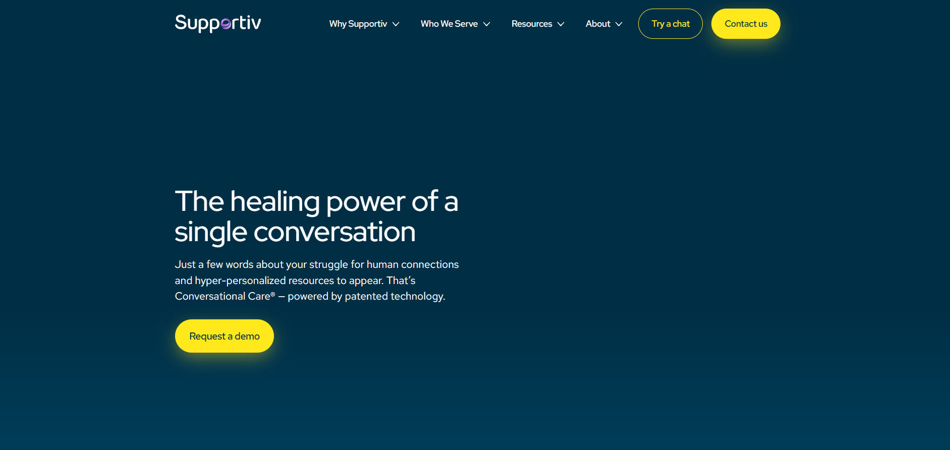 Supportiv online peer support platform providing anonymous, real-time group chats moderated by trained facilitators. The service helps users discuss emotional challenges, stress, anxiety, and life concerns in a supportive environment.