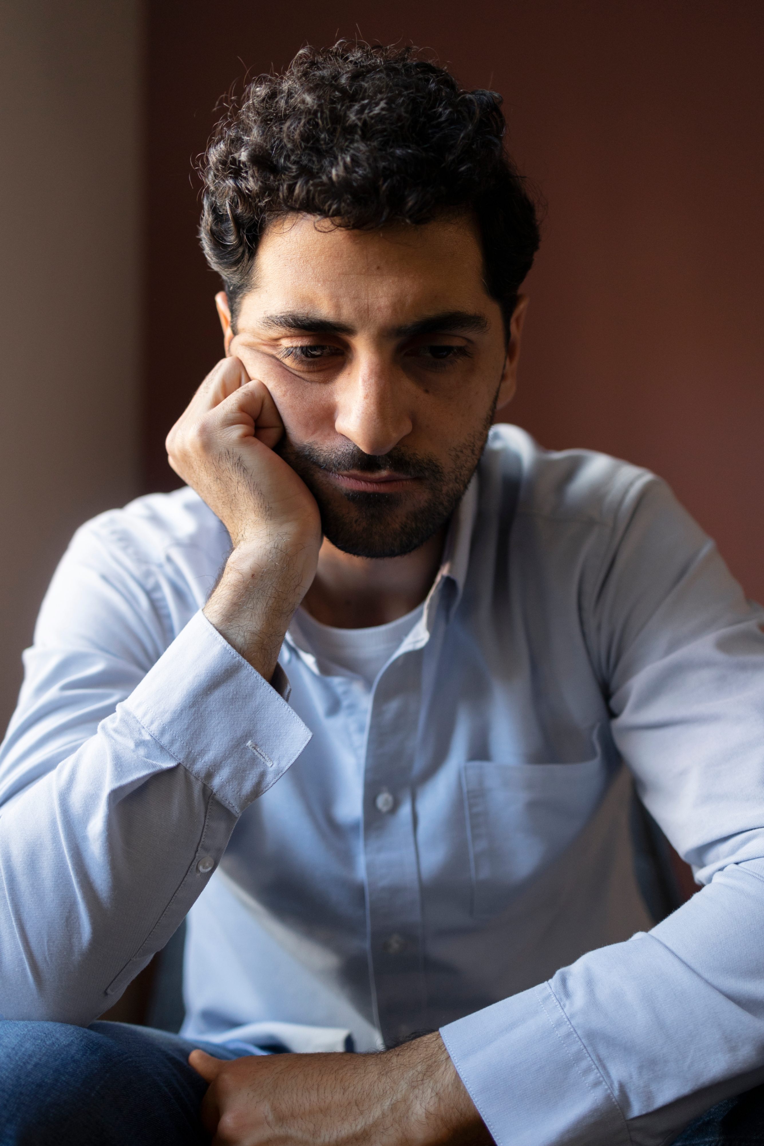 Picture of a man looking anxious