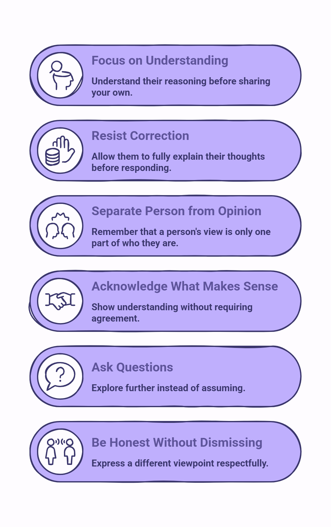 Infographic showing how to stay supportive when you disagree.