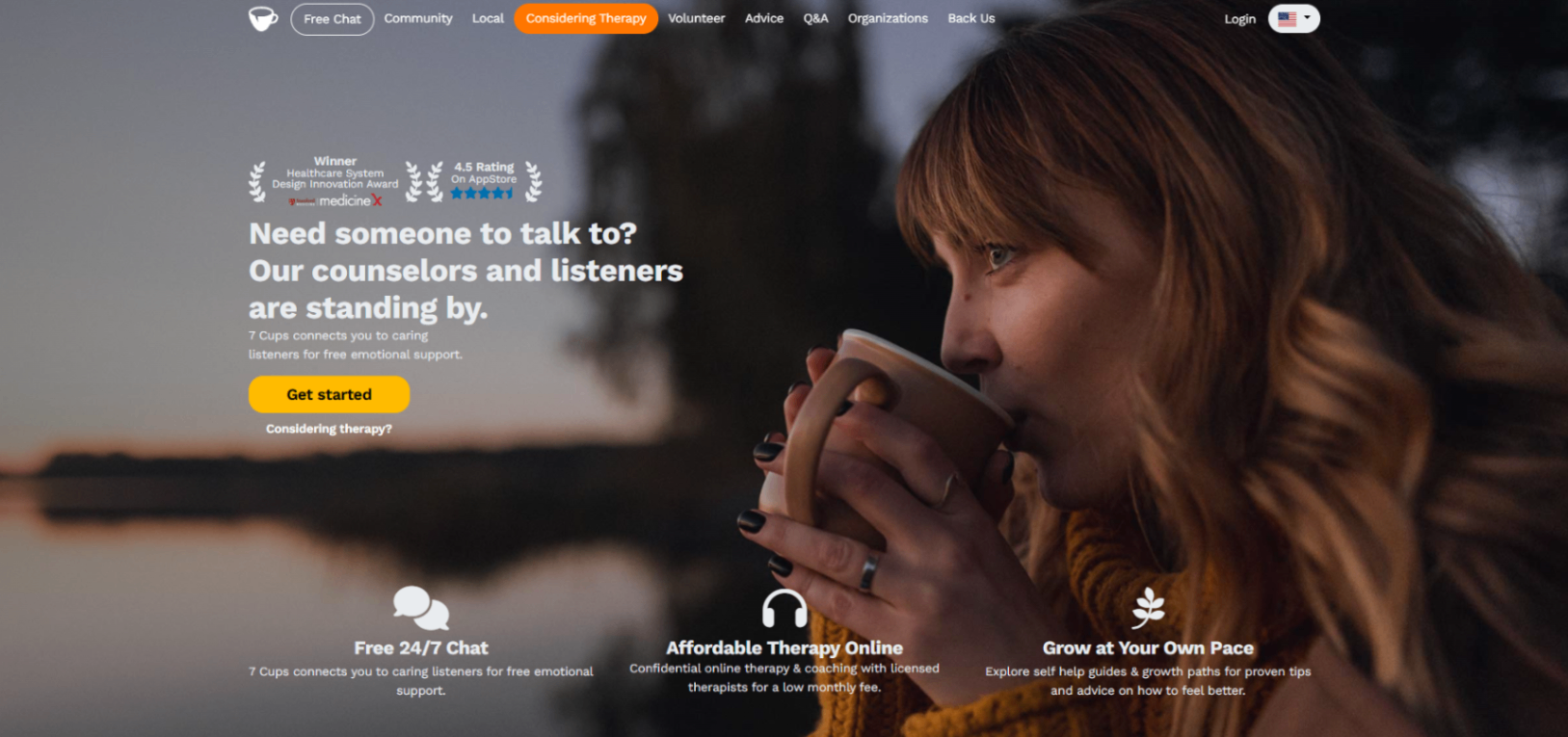 7 Cups for peer and listener emotional support
