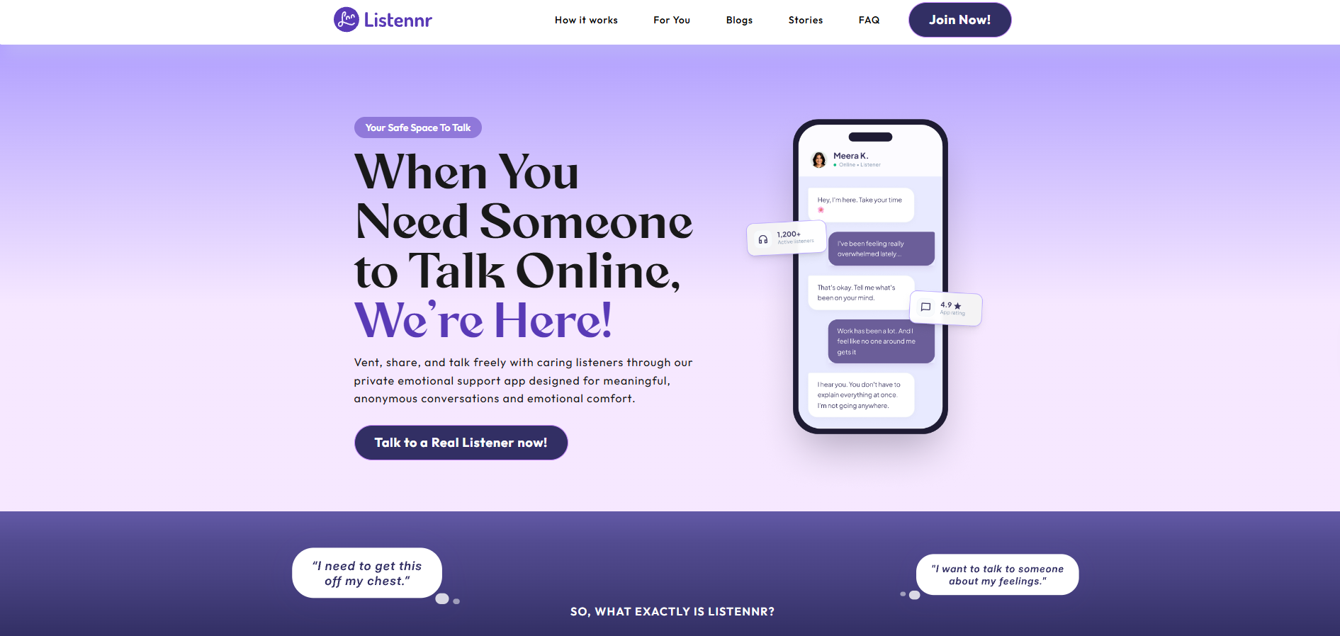 Listennr for human-to-human emotional support