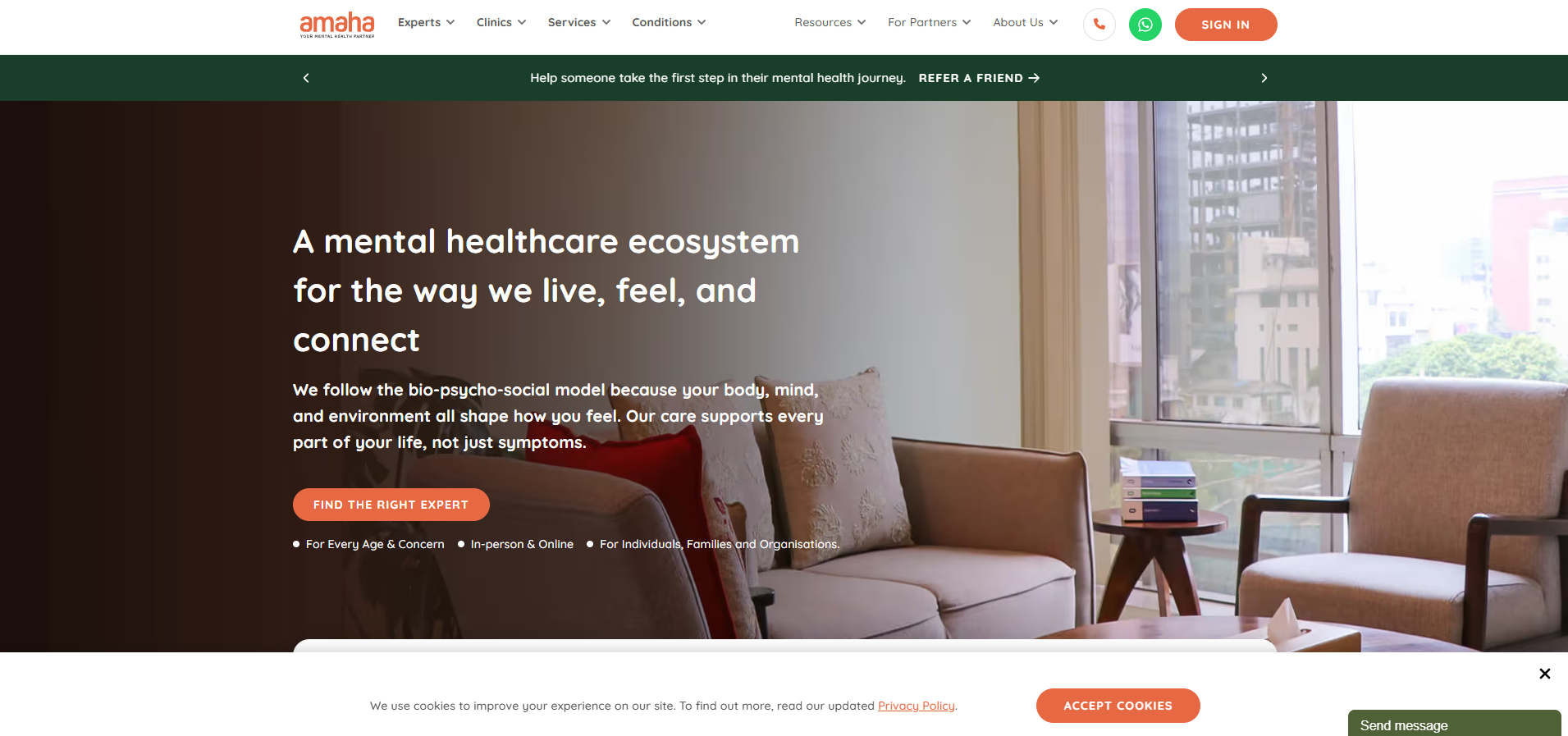 Amaha app with structured self-help and professional mental health support