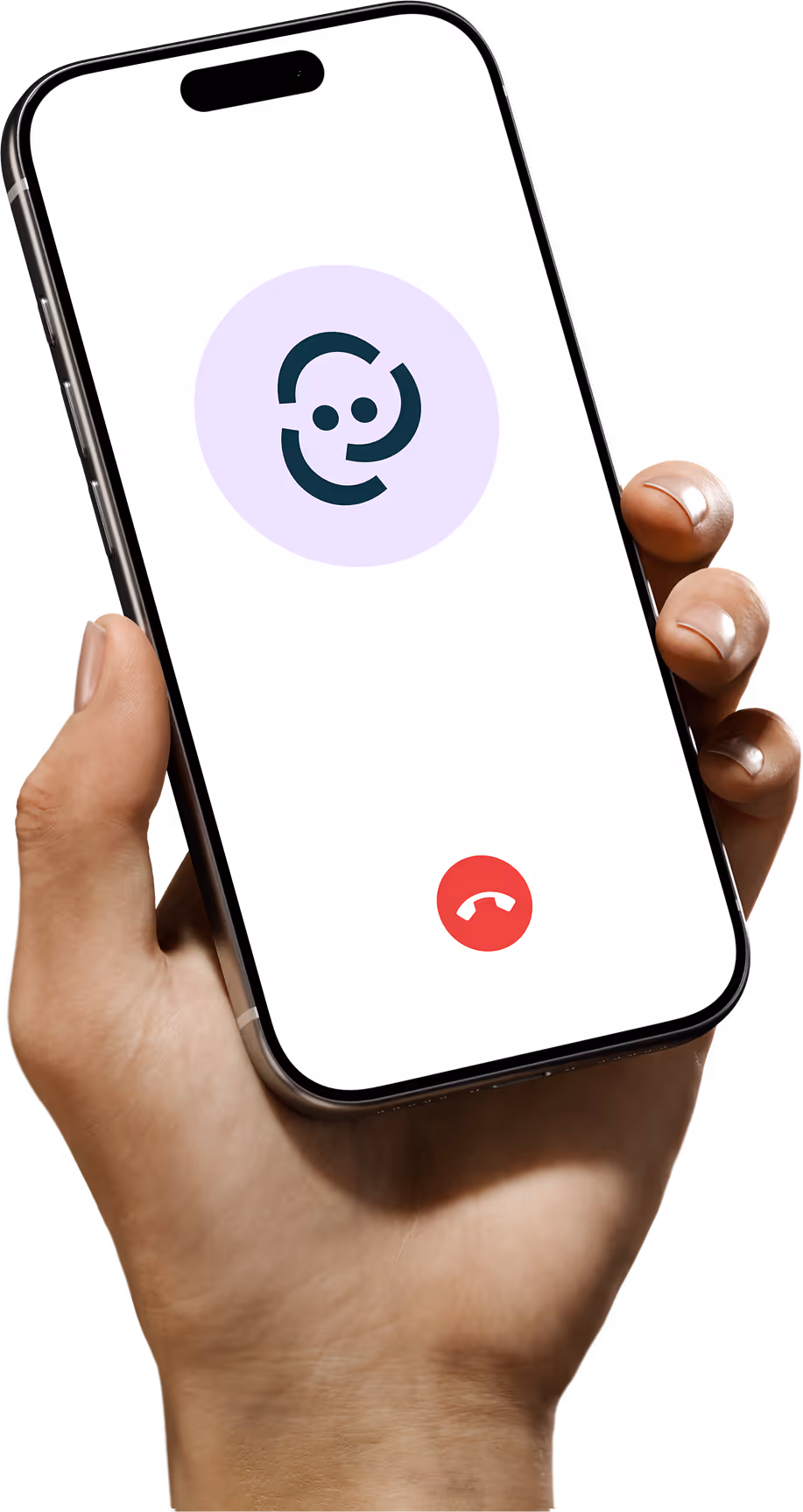 Eine Hand mit einem Smartphone, welches den KI-Telefonassistenten aufzeigt.