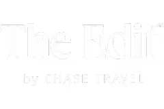 Text logo reading 'The Edit by Chase Travel' on a black background.