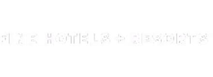 Text reading 'FINE HOTELS + RESORTS' in bold white capital letters on a black background.
