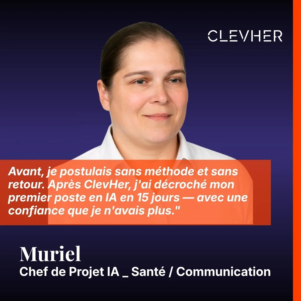Témoignage Muriel ClevHer — Chef de Projet IA Santé — premier poste en IA en 15 jours
