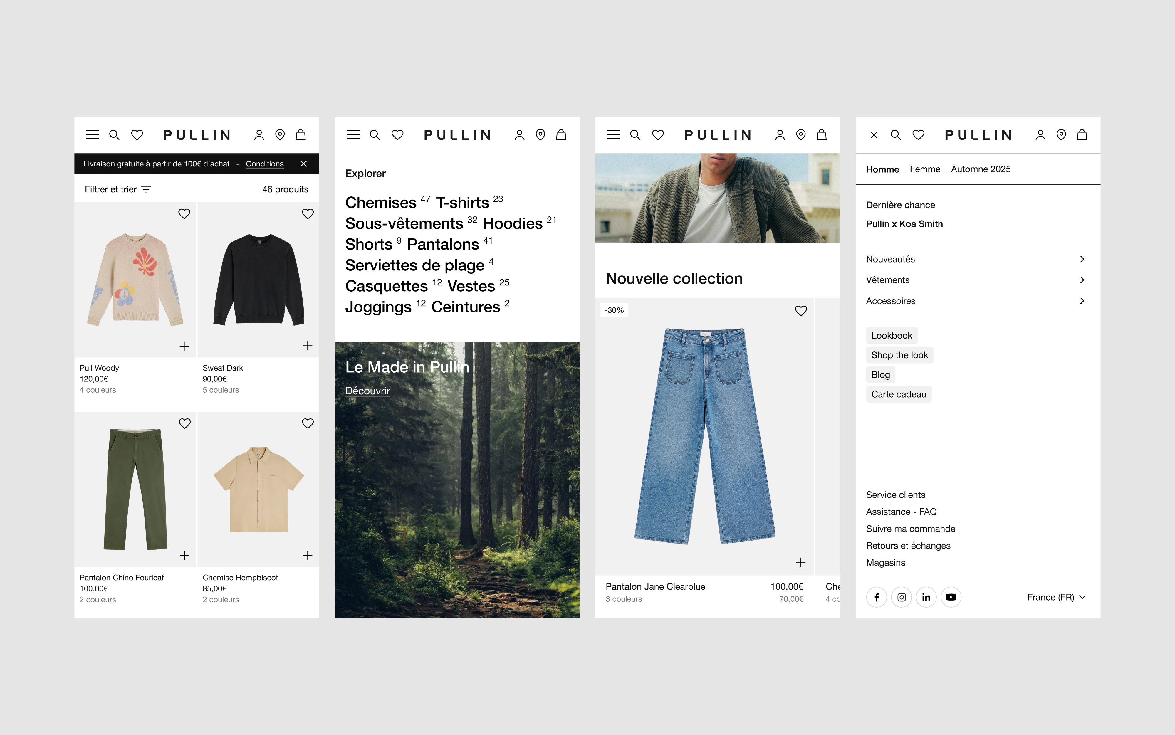 UI mobile design pour Pullin's website