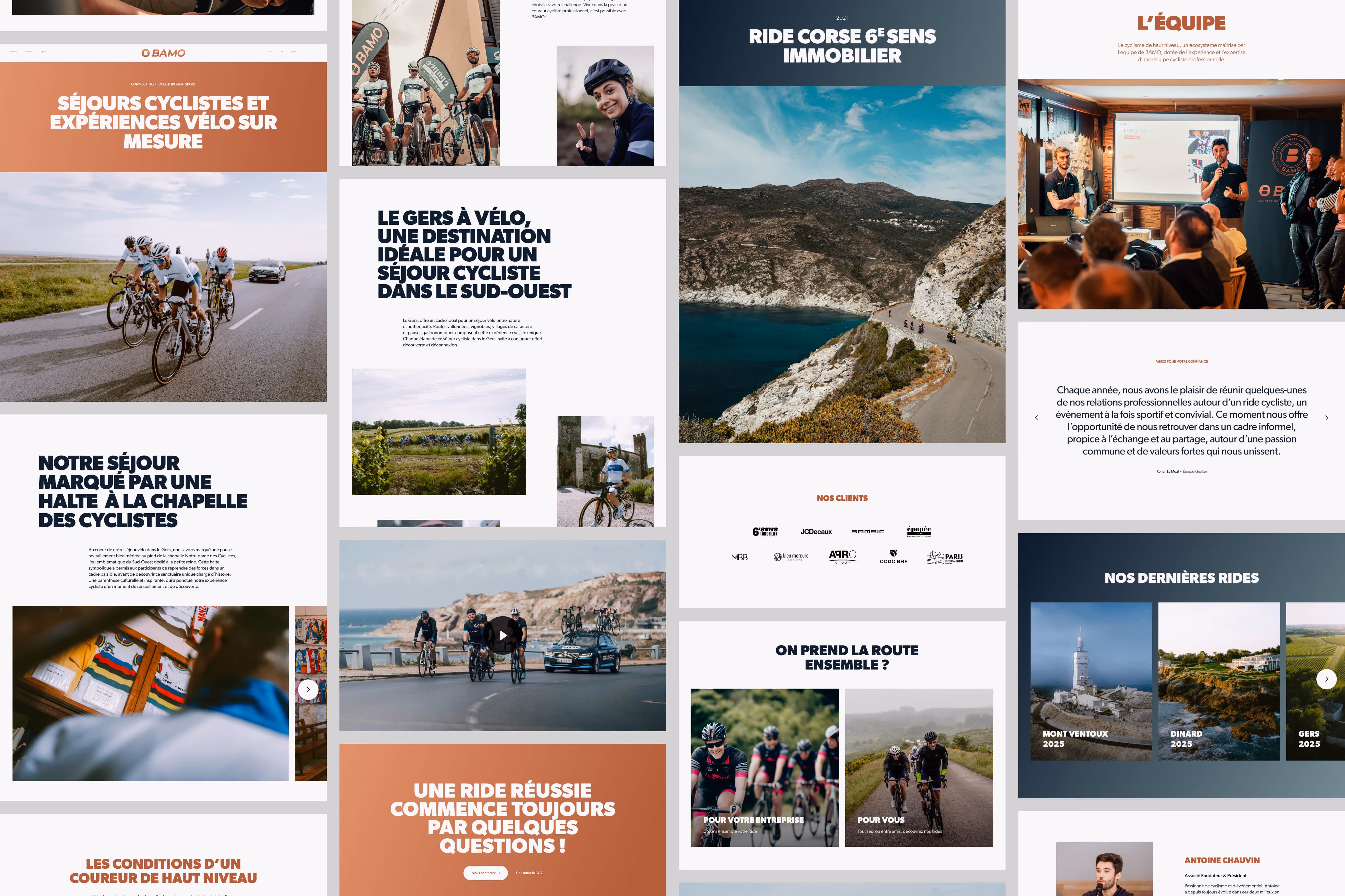 UI elements for the website of BAMO Experience