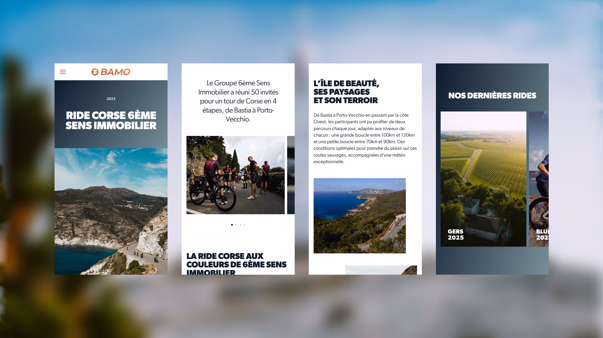 Mobile UI design of BAMO Experience website