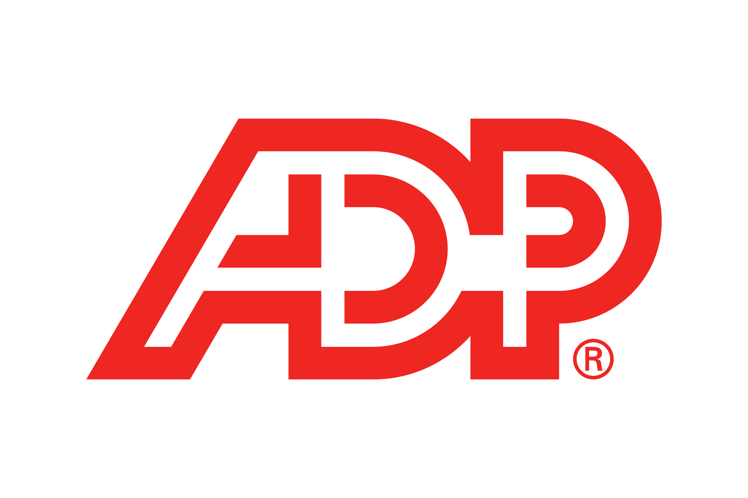 ADP company logo in red letters on a black background.