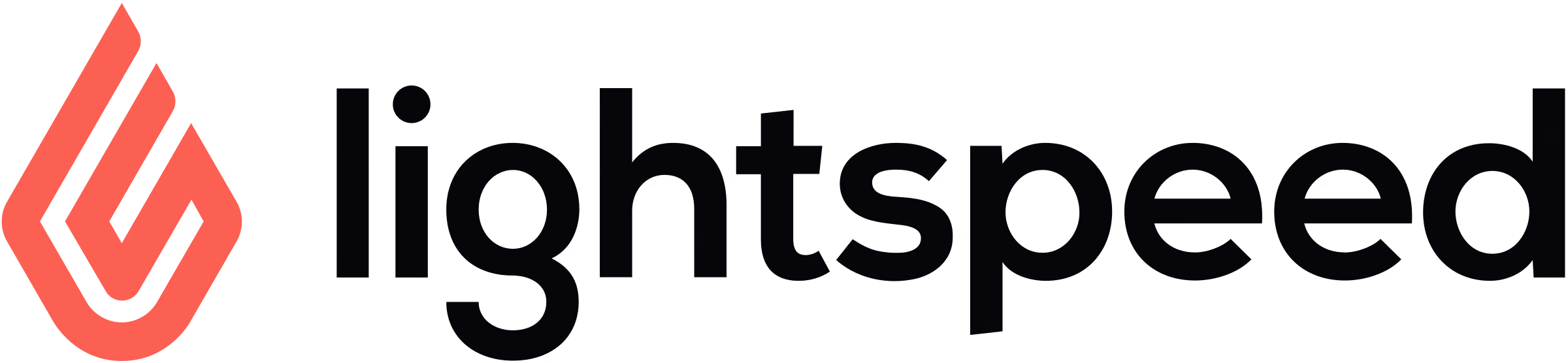 Lightspeed company logo with stylized red symbol and black text.