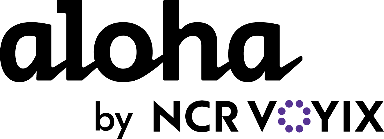 Aloha by NCR Voyix logo with a purple circular dot pattern in the letter O.
