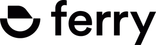 Ferry brand logo with stylized black circular boat icon to the left of the word ferry.