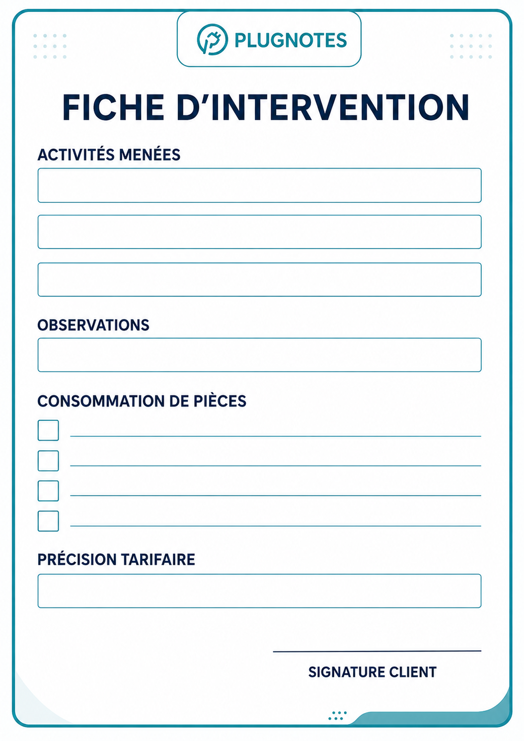 fiche intervention